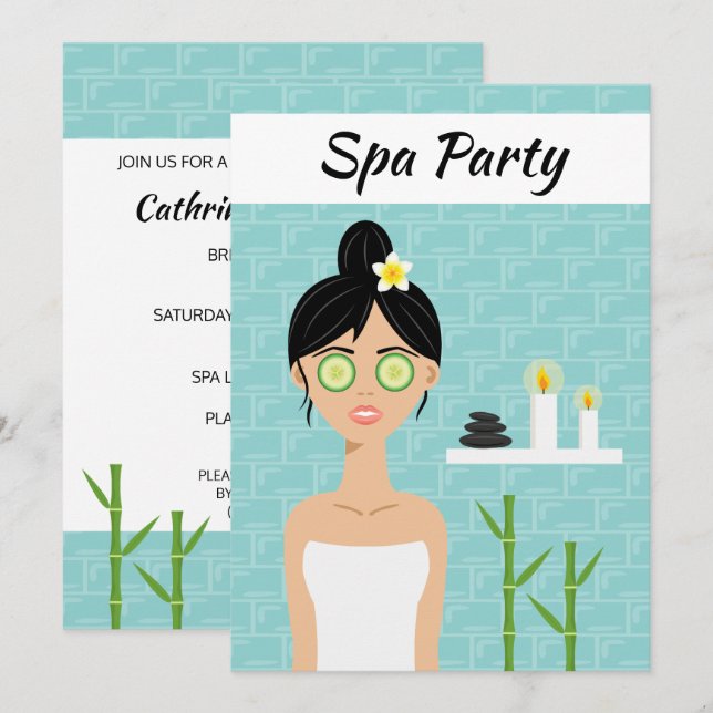 Spa Kvinna Illustration Spa Dag Bröllopsdusch Inbjudningar (Fram/baksida)