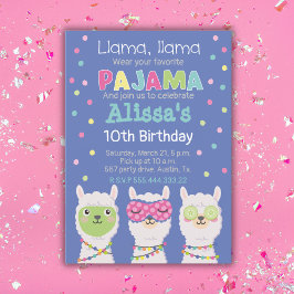 Spa llama party, pajama party inbjudningar