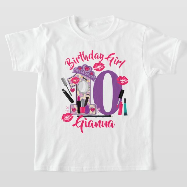 Spa make up Birthday Girl | anpassningsbarnas ålde T Shirt (Laydown)