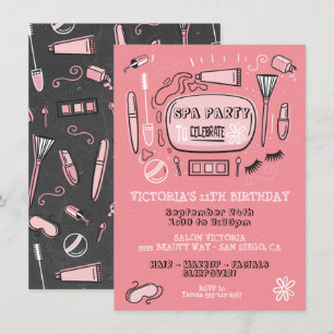 Spa Makeup Födelsedagsfest inbjudan