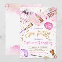 Spa Makeup Födelsedagsfest  Rosa Glam Party in Inbjudningar