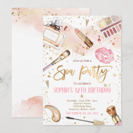 Spa Makeup Födelsedagsfest  Rosa Glam Party Inbjudningar