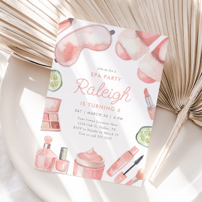 Spa Makeup Glam Birthday-inbjudan Inbjudningar (Skapare uppladdad)