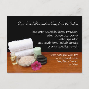 Spa/massage/pedicure Salon Scene Black/Färg Inbjudan Vykort