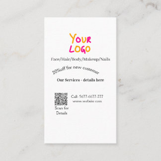 Spa massage salon discount offer services contact visitkort