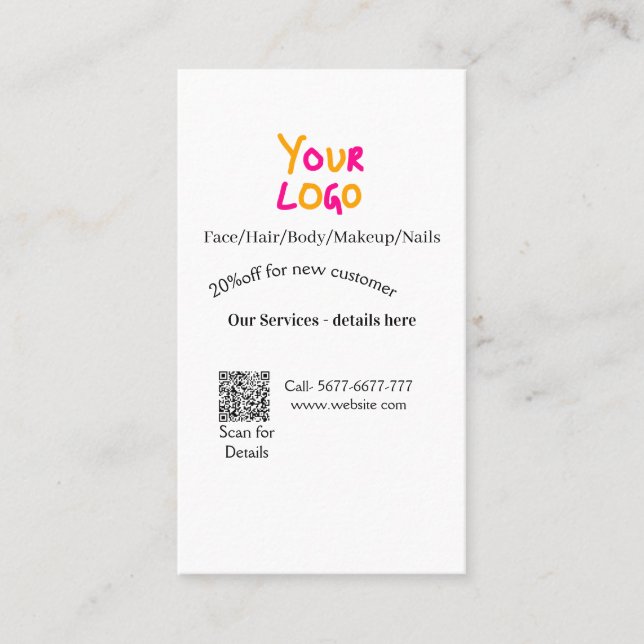 Spa massage salon discount offer services contact  visitkort (Framsida)