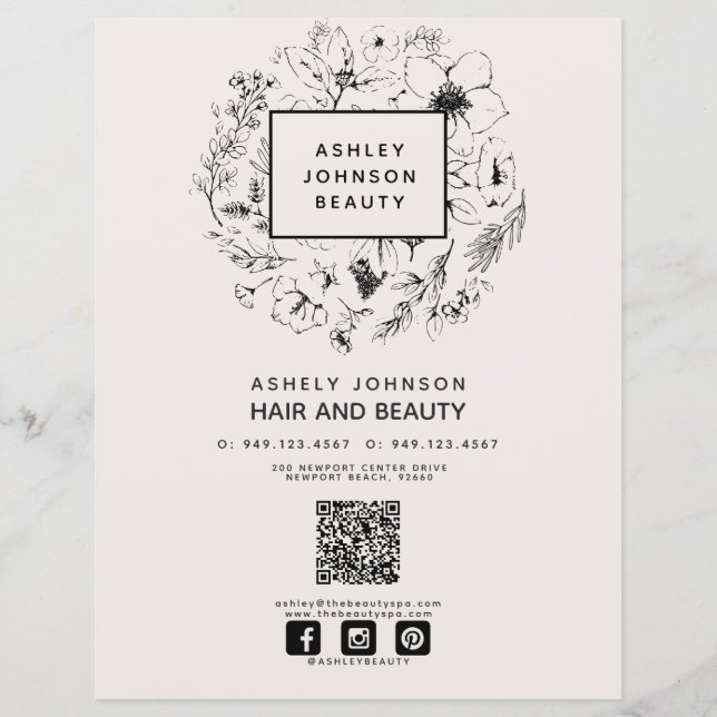 Spa-meny för  svarta 3-tjänster, QR-kod (Baksida)