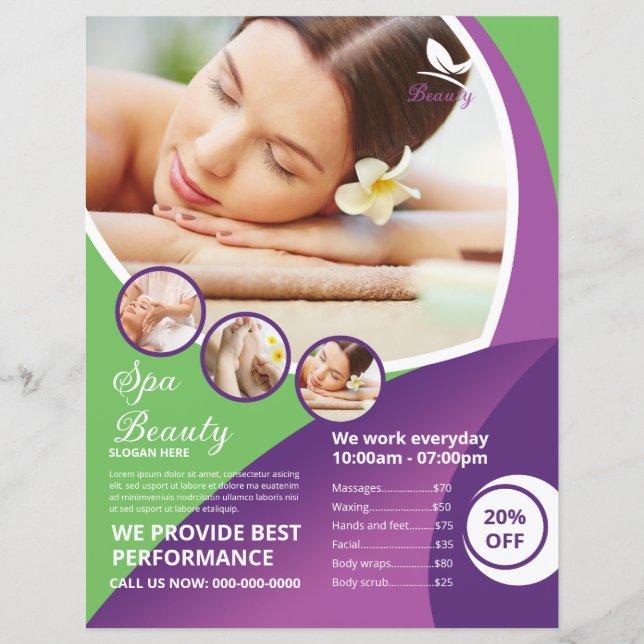 Spa och Beauty Salon Flyer (Framsida)