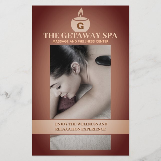 Spa och massage Brown Beige Flyer med priser (Framsidan)