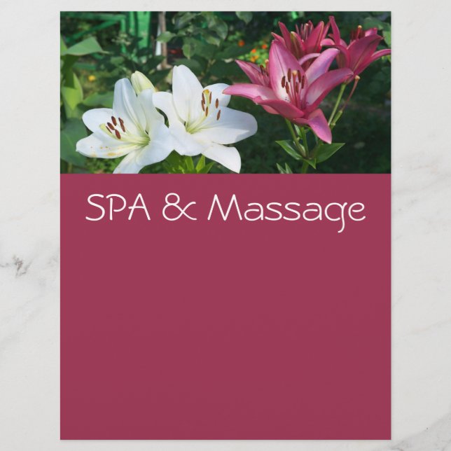 SPA och massage Reklamblad (Framsidan)