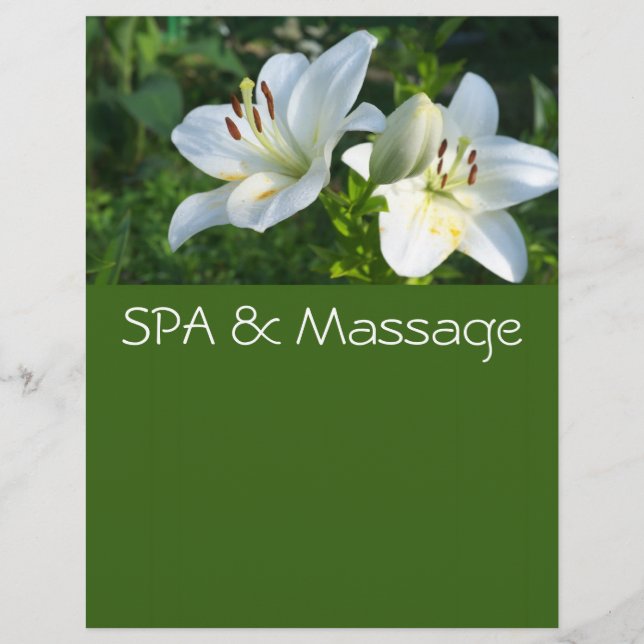 SPA och massage Reklamblad (Framsidan)