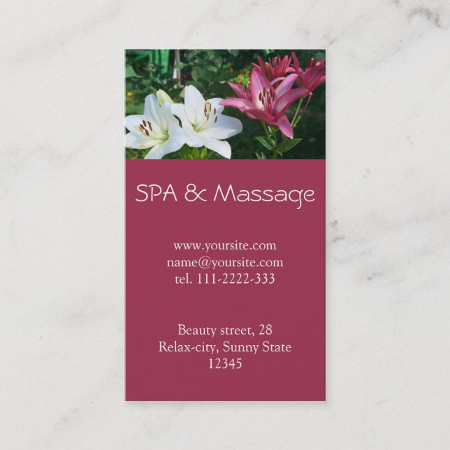 SPA och massage Visitkort (Framsida)