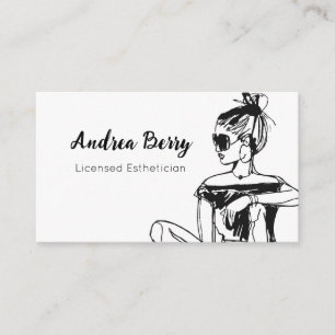 Spa och Salon Esthetician Black and White Visitkort