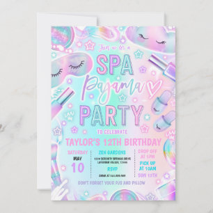 Spa Pajama Party Pastel Spa & Sleepover Birthday Inbjudningar