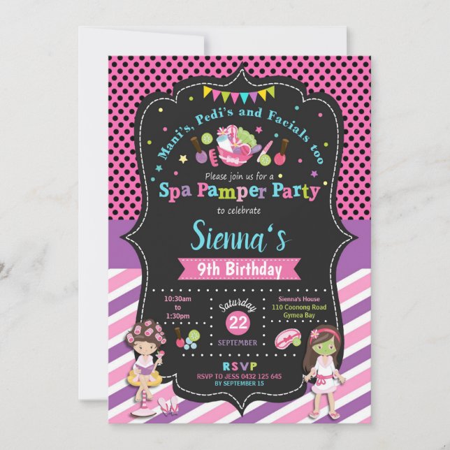 Spa Pamper Party födelsedag Flickor Inbjudningar (Framsida)