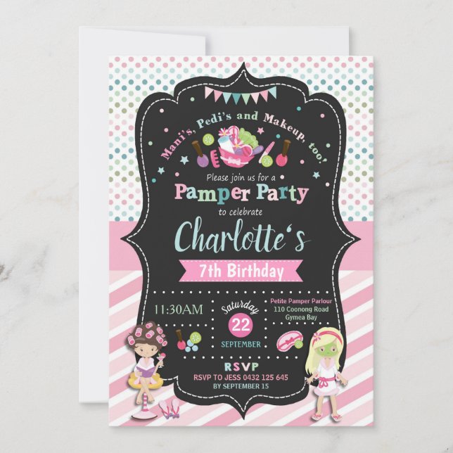 Spa Pamper Party födelsedag Flickor Inbjudningar (Framsida)