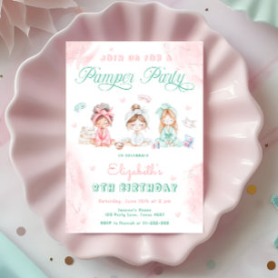 Spa Pamper Party Girl Birthday Inbjudningar