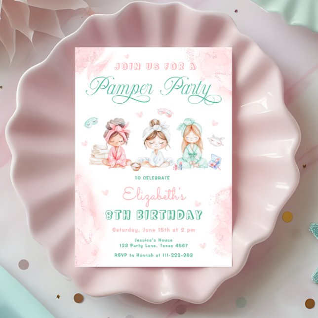 Spa Pamper Party Girl Birthday Inbjudningar (Skapare uppladdad)