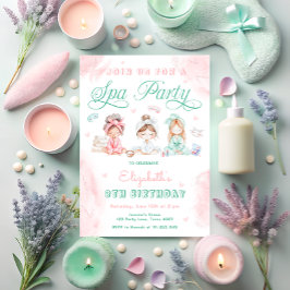 Spa Party Barns födelsedag Party Rosa Inbjudningar