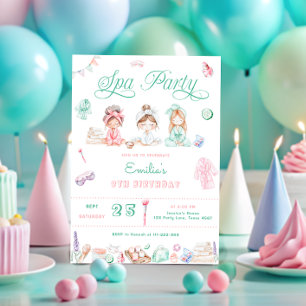 Spa Party Birthday Inbjudningar