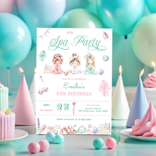 Spa Party Birthday Inbjudningar (Skapare uppladdad)