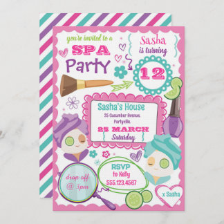 Spa Party Birthday Invitation Inbjudningar