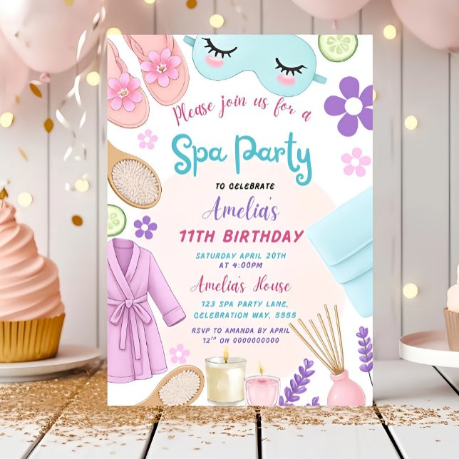 Spa Party Birthday Invitation, Spa Girl Inbjudningar (Skapare uppladdad)