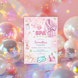 Spa Party Birthday, Sleepover, Slumber Party Inbjudningar