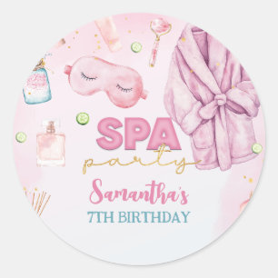 Spa Party Birthday, Sleepover, Slumber Party Runt Klistermärke