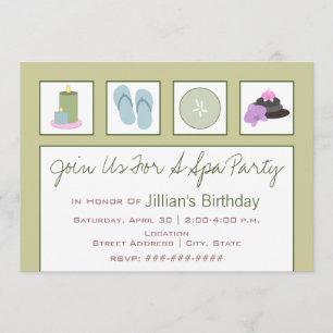 Spa Party - Candles Flinflip flops cucumber Orchid Inbjudningar