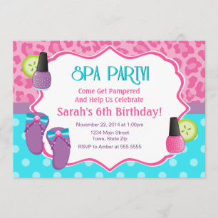 Spa Party-födelsedagsinbjudan 5 x 7-kort Inbjudningar