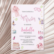Spa Party Girl Beauty Watercolor Glam Birthday