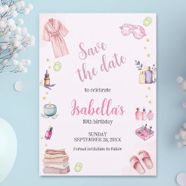 Spa Party Girl Beauty Watercolor Glam Birthday Spara Datumet