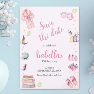 Spa Party Girl Beauty Watercolor Glam Birthday Spara Datumet