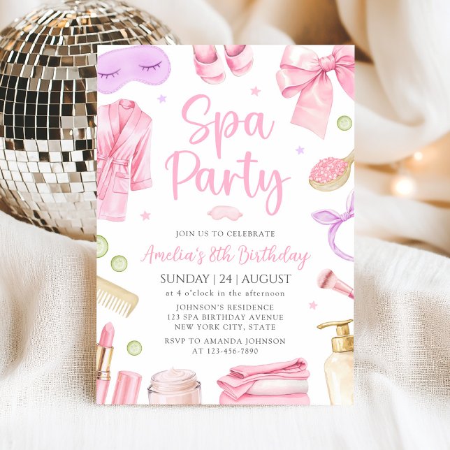 Spa Party Girl Birthday Invitation Inbjudningar (Skapare uppladdad)