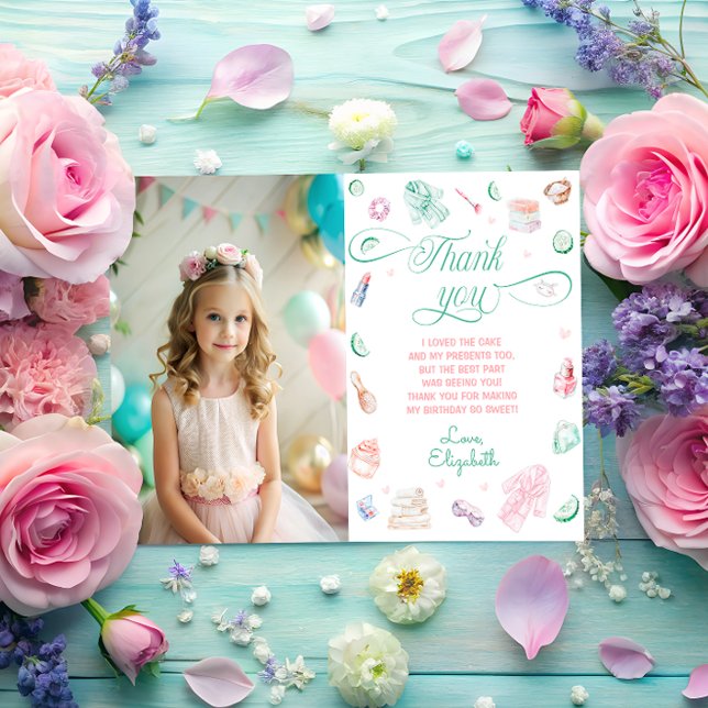 Spa Party Girl Birthday Photo - tackkort Inbjudningar (Skapare uppladdad)