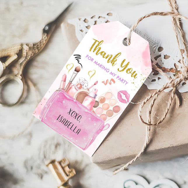 Spa Party Girl Glam Makeup Birthday Gift Märkres Presentetikett (Skapare uppladdad)