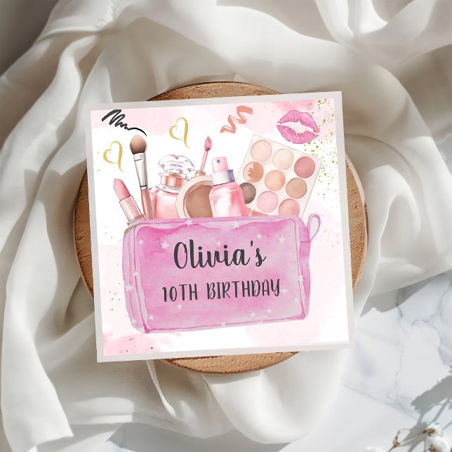 Spa Party Girl Glam Makeup Birthday Napkins Pappersservett (Skapare uppladdad)