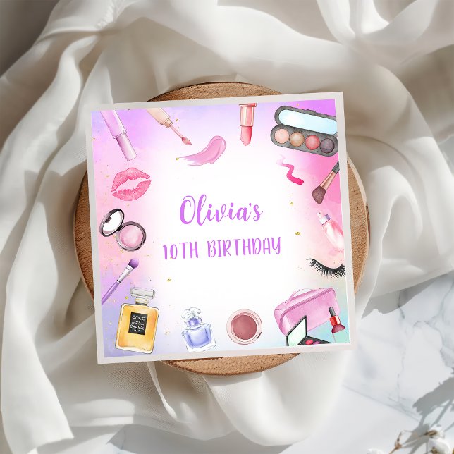 Spa Party Girl Glamor Makeup Birthday Napkins Pappersservett (Skapare uppladdad)