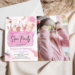 Spa Party Girl Makeup Birthday Photo Inbjudan