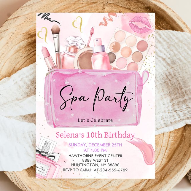 Spa Party Girl Makeup Födelsedagsfest inbjudan (Skapare uppladdad)
