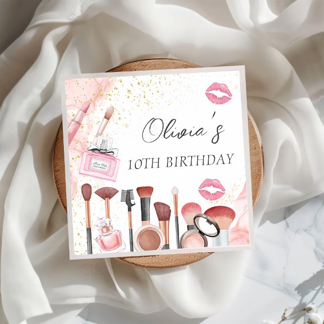 Spa Party Glam Girl Makeup Birthday Napkins Pappersservett (Skapare uppladdad)