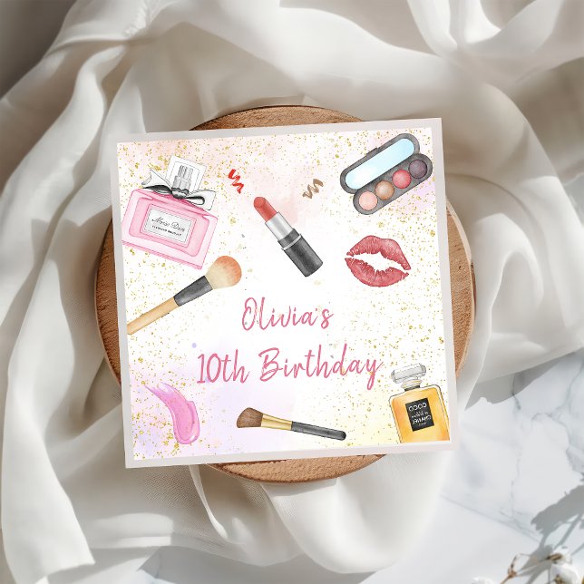 Spa Party Glam Girl Makeup Birthday Napkins Pappersservett (Skapare uppladdad)