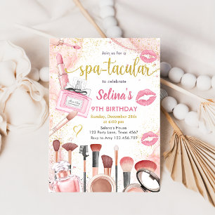 Spa Party Glam Girl Makeup Födelsedagsfest Inbjudningar