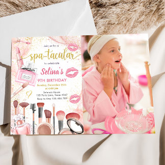 Spa Party Glam Girl Makeup Födelsedagsfest Photo Inbjudningar