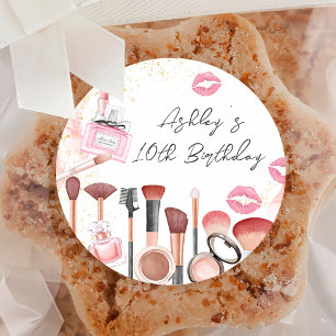 Spa Party Glam Girl Makeup Födelsedagsfest Sticker Runt Klistermärke