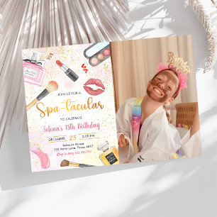 Spa Party Glam Makeup Födelsedagsfest Photo Inbjudningar