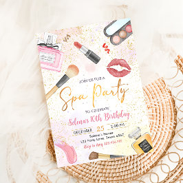 Spa Party Glitz Glam Girl Makeup Birthday Inbjudningar
