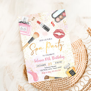 Spa Party Glitz Glam Girl Makeup Birthday Inbjudningar