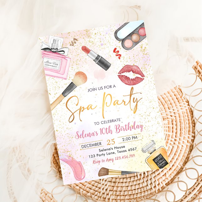 Spa Party Glitz Glam Girl Makeup Birthday Inbjudningar (Skapare uppladdad)